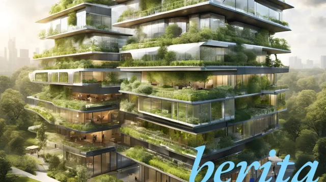 Sustainable building technology showcasing smart energy systems and green architecture