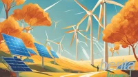 Renewable energy innovation 2024 showing solar panels, wind turbines and AI integration