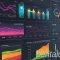 AI energy optimization system dashboard showing real-time power consumption analytics, with colorful graphs and automated control interface in a modern industrial setting